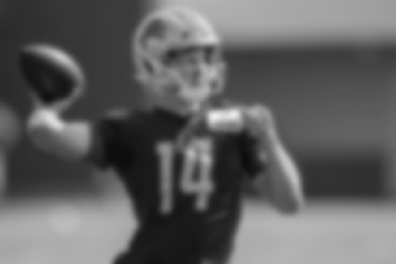 Detroit Lions quarterback Jake Rudock (14) during training camp practice on Monday, Aug. 13, 2018 in Allen Park, Mich. (Detroit Lions via AP)