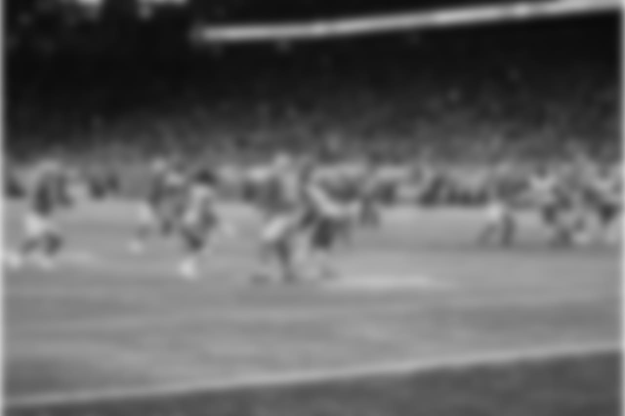 Detroit Lions fullback Nick Bellore (43) catches a deflected pass on fourth down during a NFL football game against the Chicago Bears on Thursday, Nov. 22, 2018 in Detroit. (Detroit Lions via AP).