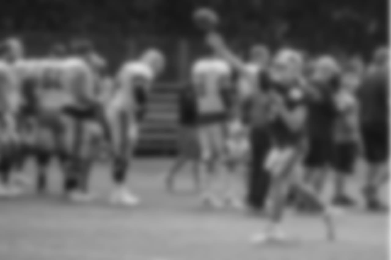 Detroit Lions quarterback Matthew Stafford (9) during training camp practice on Wednesday, Aug. 8, 2018 in Napa, Calif. (Detroit Lions via AP)