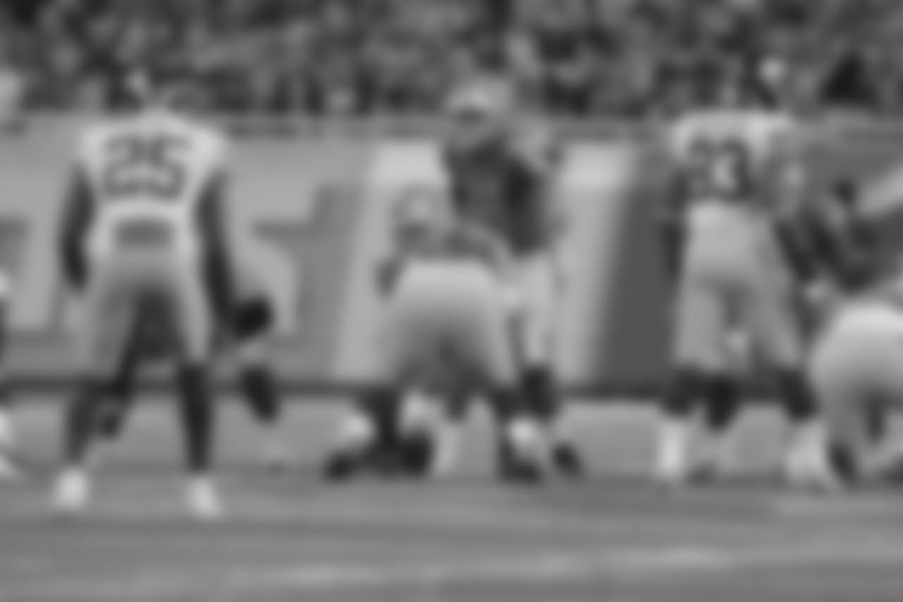 Detroit Lions quarterback Jake Rudock (14) points at the line of scrimmage during a NFL football game against the New York Giants on Friday, Aug. 17, 2018 in Detroit. (Detroit Lions via AP).