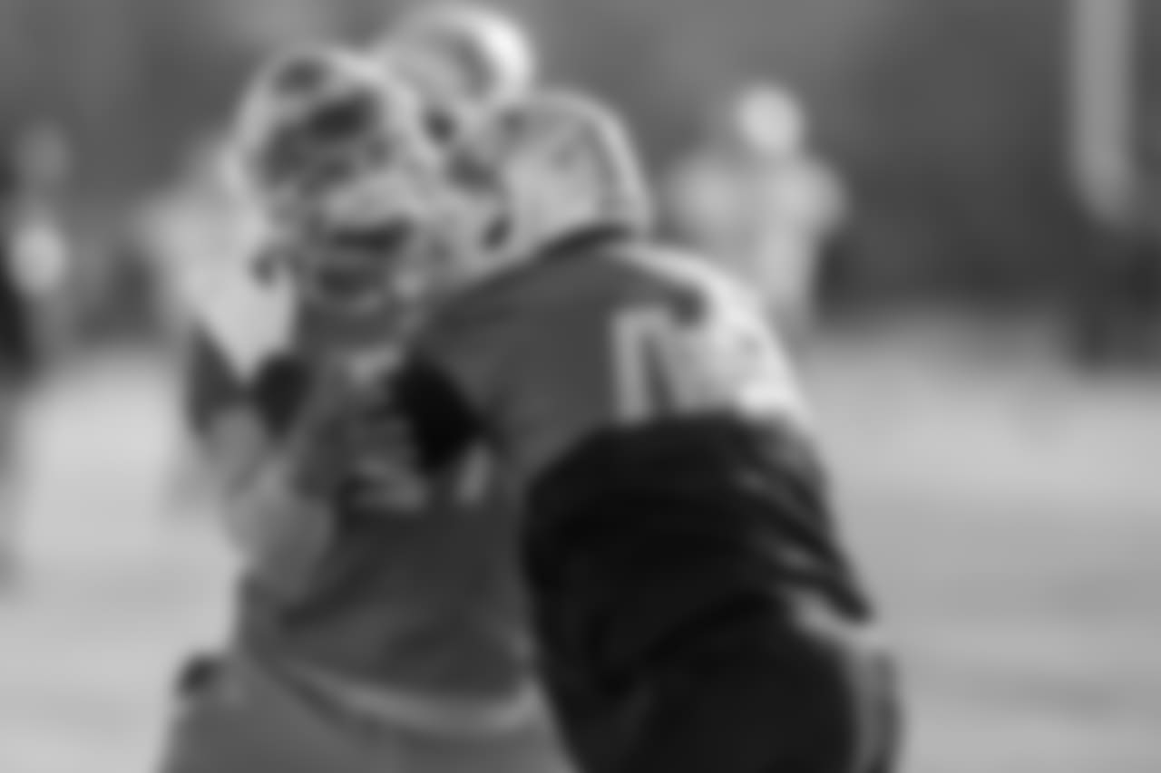 Detroit Lions linebacker Eli Harold (57) during practice at the Detroit Lions training facility on Wednesday, Dec. 26, 2018 in Allen Park, Mich. (Detroit Lions via AP)