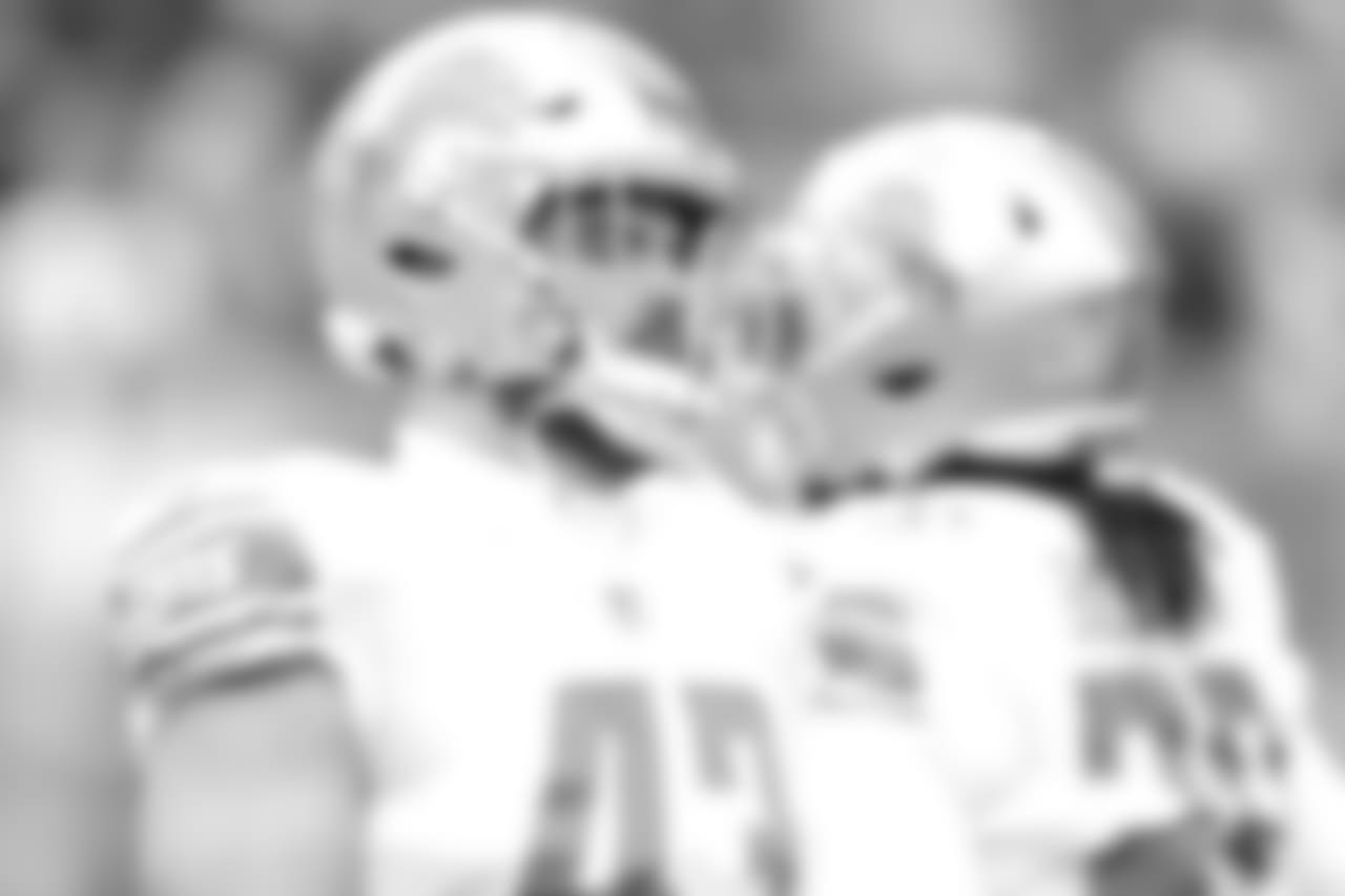 Detroit Lions fullback Nick Bellore (43) before a NFL football game against the Green Bay Packers on Sunday, Dec. 30, 2018 in Green Bay, Wisc. (Detroit Lions via AP).