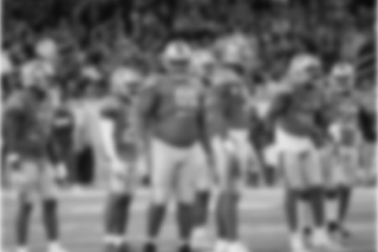 Detroit Lions defensive tackle Damon Harrison (98) and the defense during a NFL football game against the Seattle Seahawks on Sunday, Oct. 28, 2018 in Detroit. (Detroit Lions via AP).