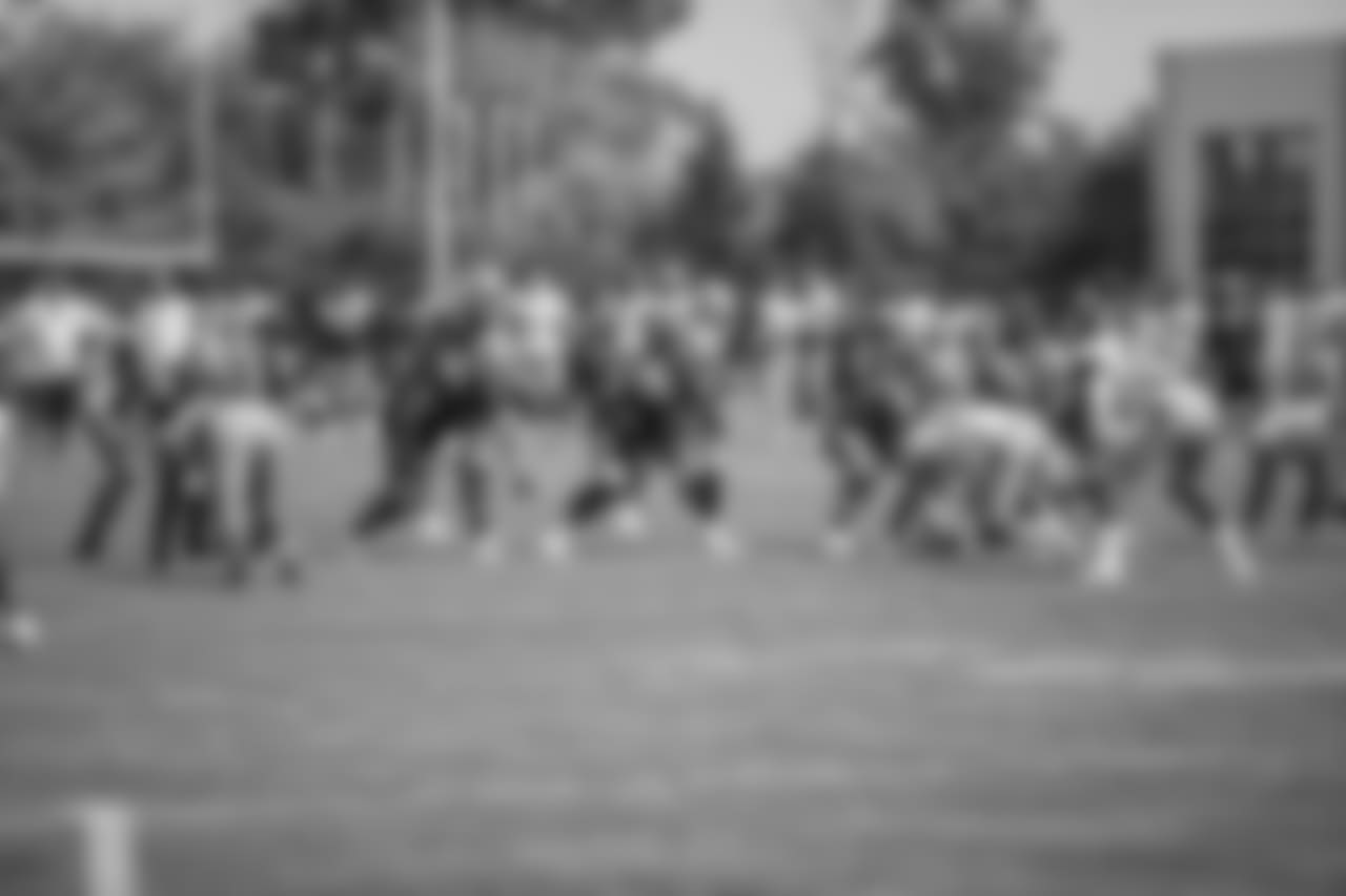 Detroit Lions offense during training camp practice on Tuesday, Aug. 14, 2018 in Allen Park, Mich. (Detroit Lions via AP)