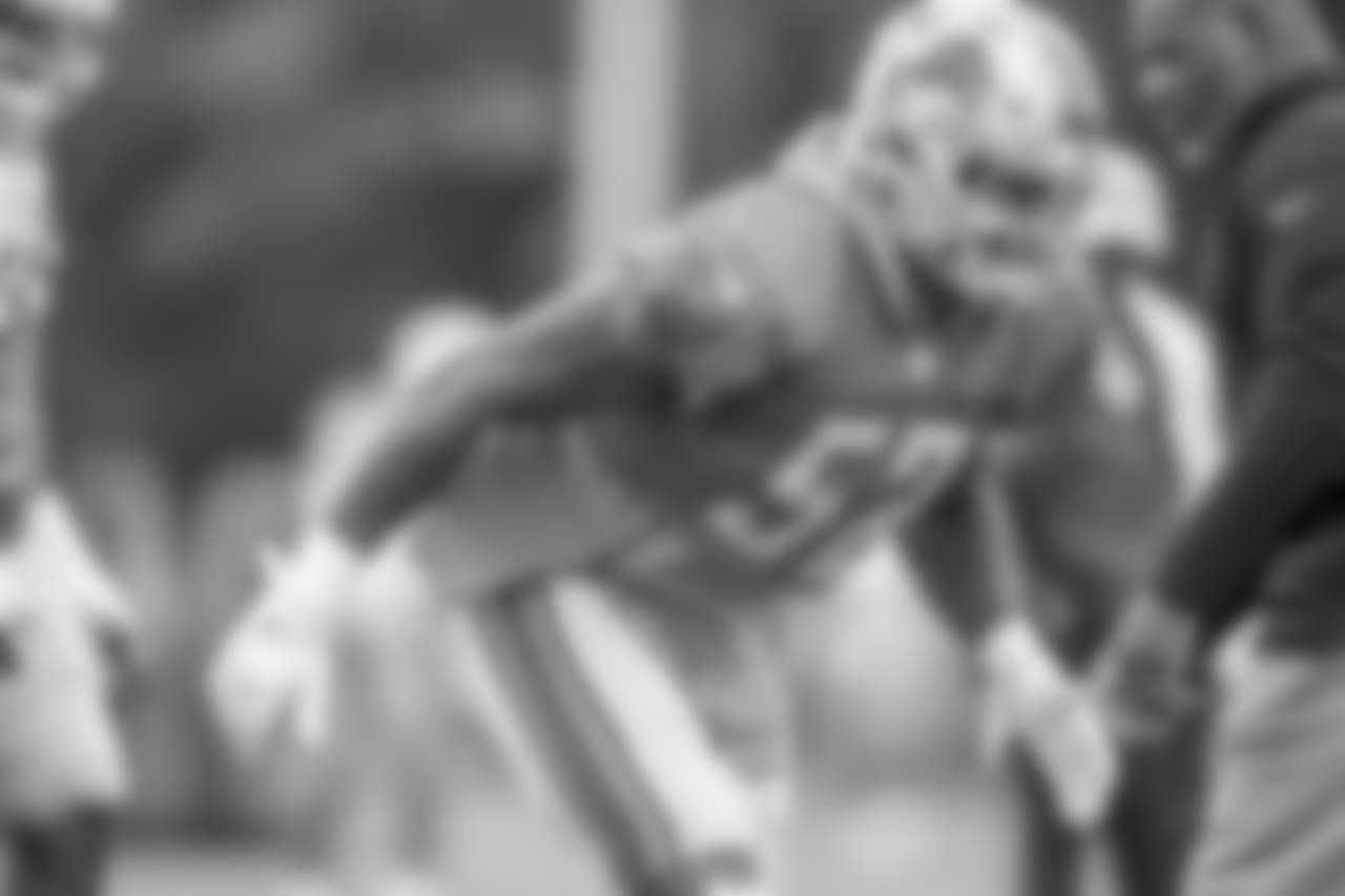 Detroit Lions linebacker Christian Jones (52) during practice at the Detroit Lions training facility on Thursday, Sept. 20, 2018 in Allen Park, Mich. (Detroit Lions via AP)