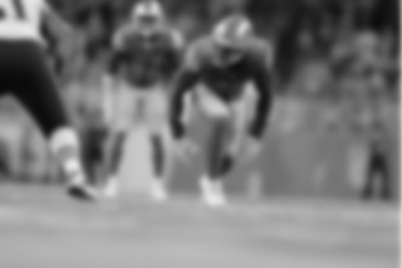 Detroit Lions linebacker Jarrad Davis (40) during a NFL football game against the New England Patriots on Sunday, Sept. 23, 2018 in Detroit. (Detroit Lions via AP).