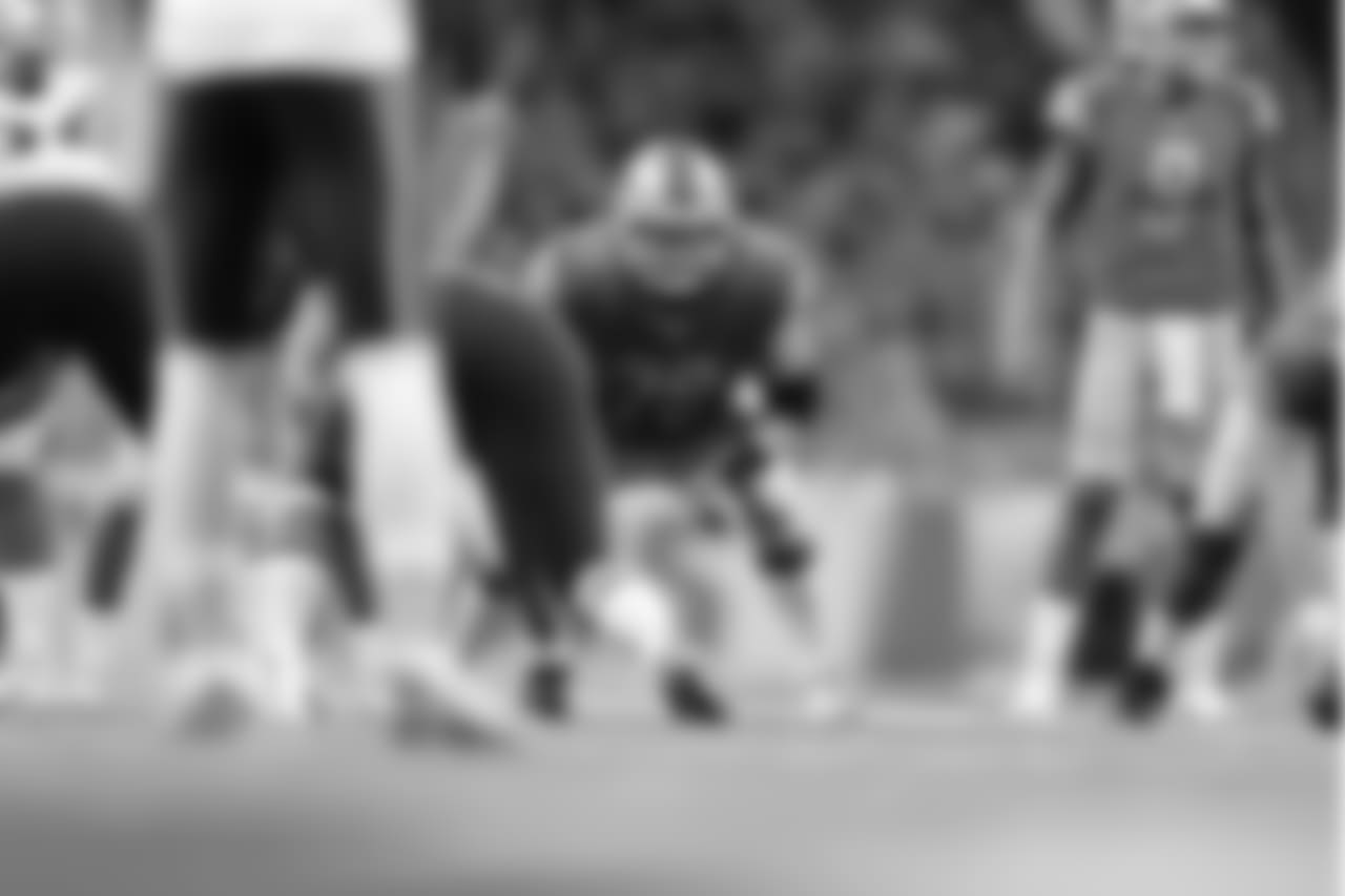 Detroit Lions guard T.J. Lang (76) during a NFL football game against the New England Patriots on Sunday, Sept. 23, 2018 in Detroit. (Detroit Lions via AP).
