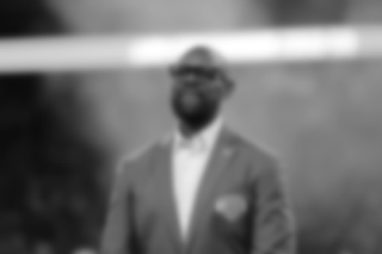 Herman Moore during the Pride of the Lions induction ceremony during halftime of a NFL football game against the Seattle Seahawks on Sunday, Oct. 28, 2018 in Detroit. (Detroit Lions via AP).