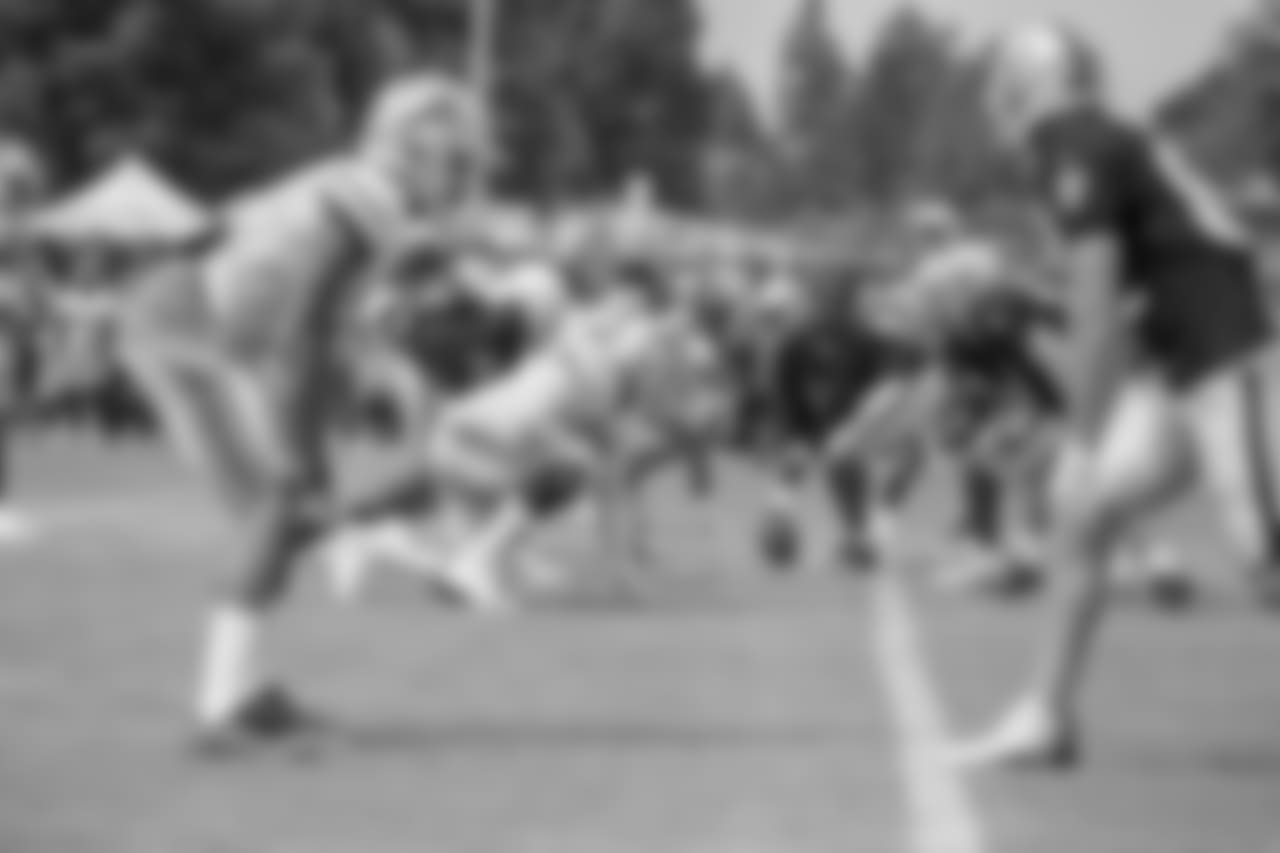 Detroit Lions and Oakland Raiders compete during joint training camp practice on Wednesday, Aug. 8, 2018 in Napa, Calif. (Detroit Lions via AP)