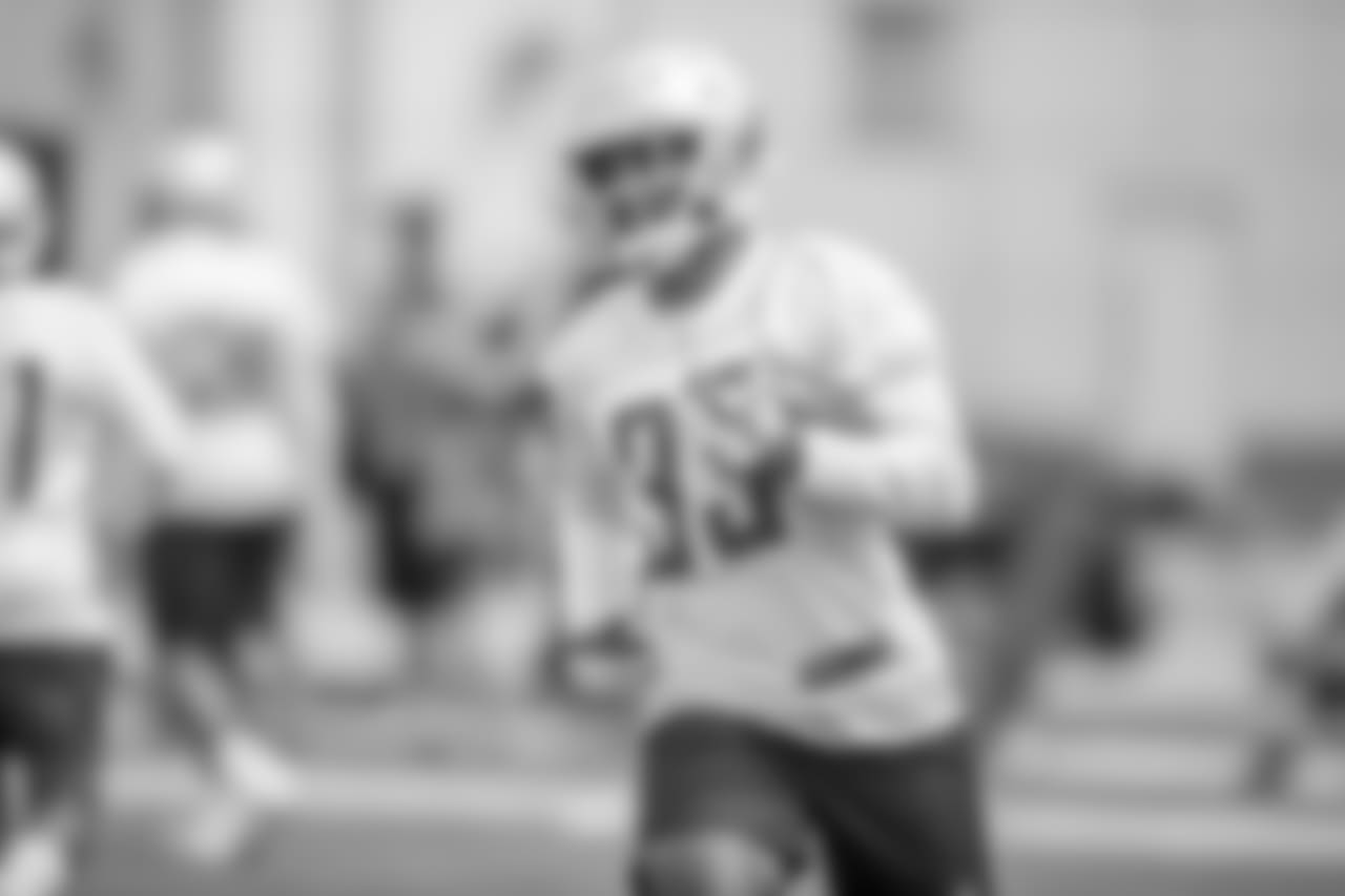 Detroit Lions running back Kerryon Johnson (33) during a minicamp practice at the Detroit Lions training facility on Tuesday, June 5, 2018 in Allen Park, Mich. (Detroit Lions via AP)
