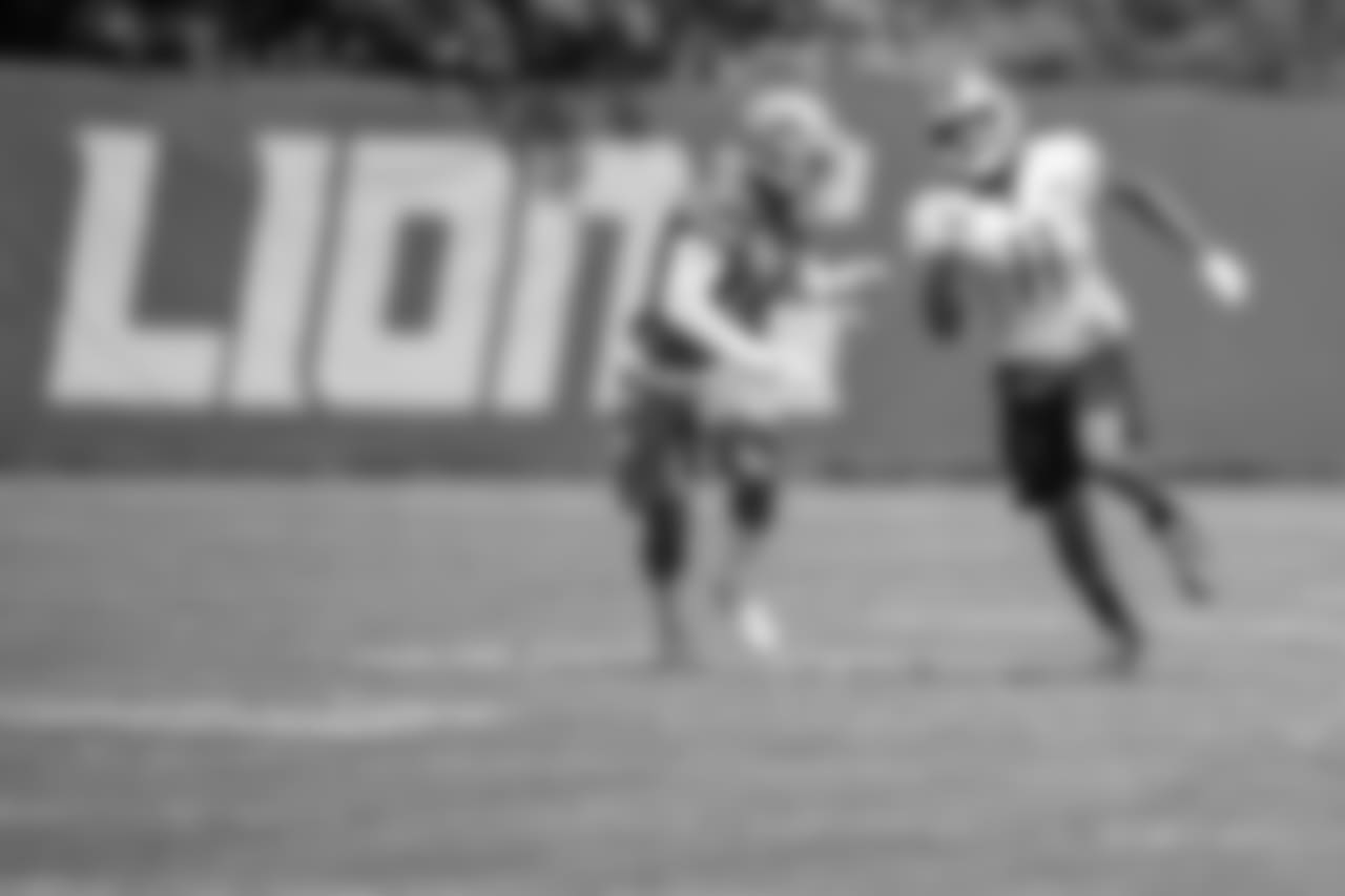 Detroit Lions wide receiver Marvin Jones Jr. (11) works to get open against cornerback Darius Slay (23) during training camp practice on Monday, Aug. 13, 2018 in Allen Park, Mich. (Detroit Lions via AP)