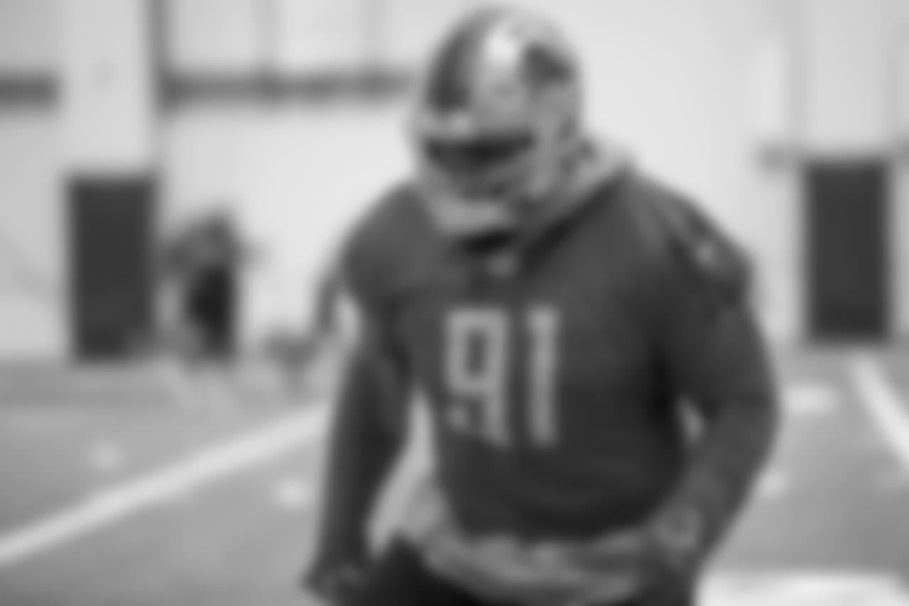 Detroit Lions defensive tackle A'Shawn Robinson (91) during practice at the Detroit Lions training facility on Thursday, Dec. 20, 2018 in Allen Park, Mich. (Detroit Lions via AP)