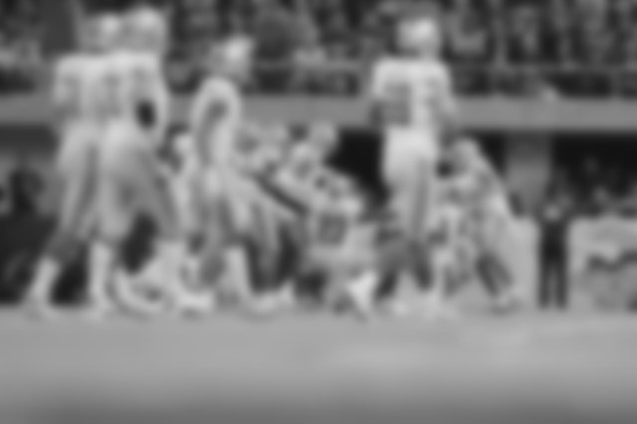 Detroit Lions defense celebrates an interception by Detroit Lions cornerback Darius Slay (23) during a NFL football game against the Minnesota Vikings on Sunday, Nov. 4, 2018 in Minneapolis. (Detroit Lions via AP).