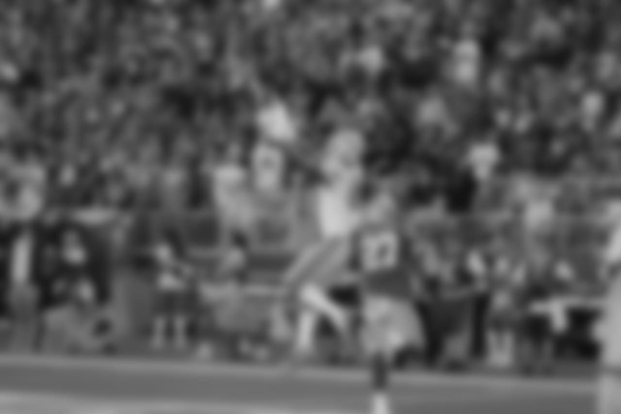 Detroit Lions Tight end Michael Roberts (80) catches a touchdown pass during a NFL football game against the San Francisco 49ers on Sunday, Sept. 16, 2018 in Santa Clara, Calif. (Detroit Lions via AP).
