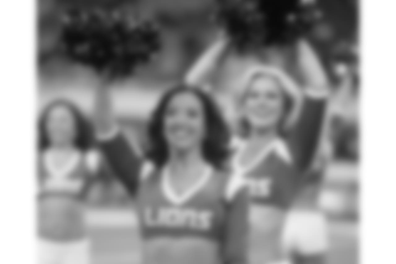 Detroit Lions cheerleaders perform during a NFL football game against the Minnesota Vikings on Sunday, Dec. 23, 2018 in Detroit. (Detroit Lions via AP).