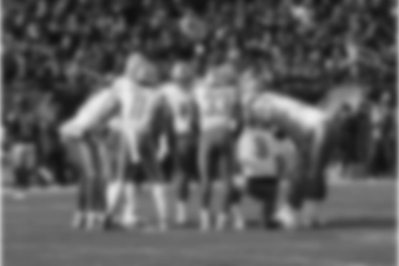 Detroit Lions offensive huddle during a NFL football game against the Chicago Bears on Sunday, Nov. 11, 2018 in Minneapolis. (Detroit Lions via AP).