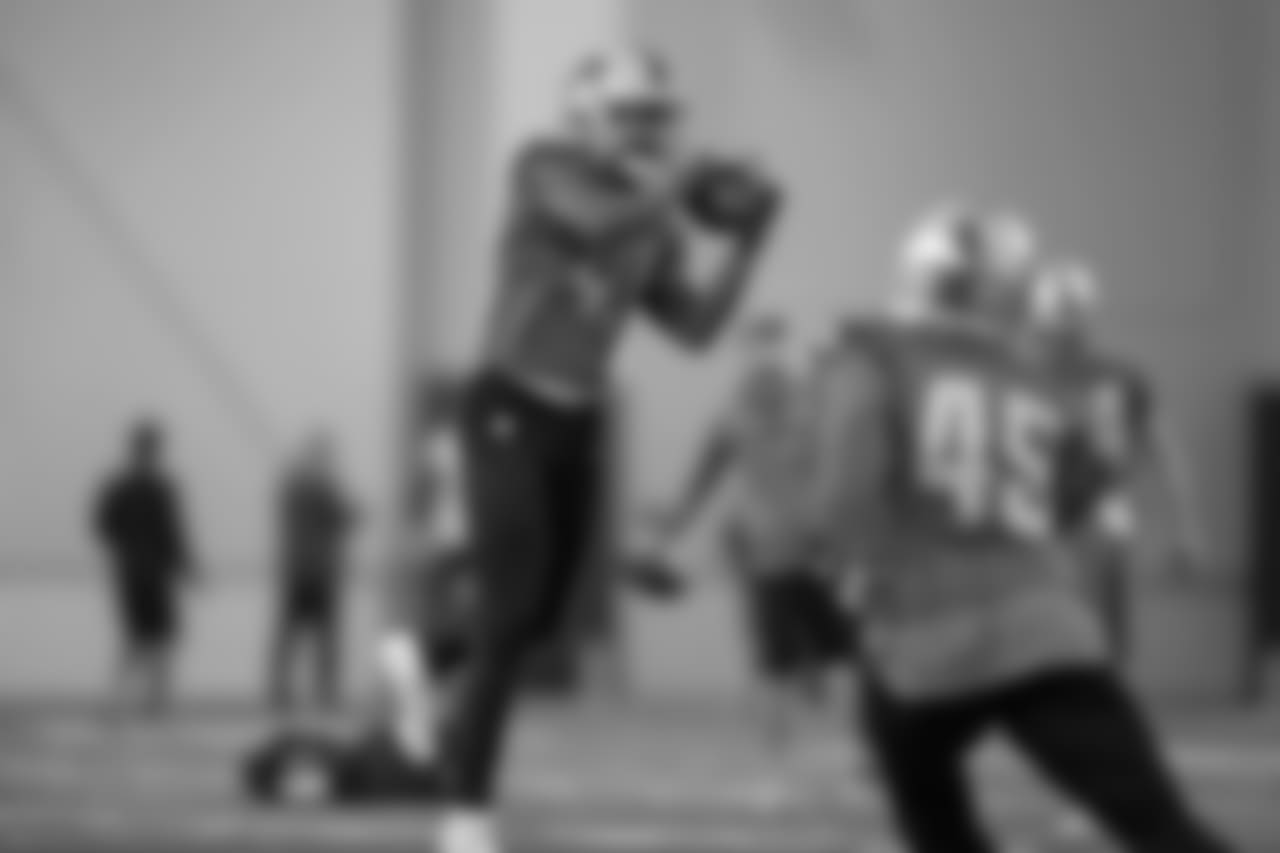 Detroit Lions safety David Jones (41) during practice at the Detroit Lions training facility on Friday, Nov. 30, 2018 in Allen Park, Mich. (Detroit Lions via AP)