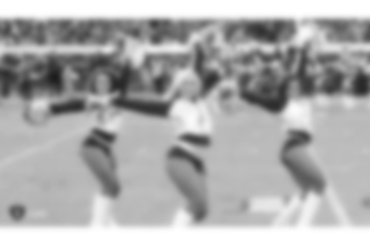 The Raiderettes perform at the Oakland Raiders game against the Kansas City Chiefs at Oakland-Alameda County Coliseum, Sunday, December 2, 2018, in Alameda, California. The Oakland Raiders lost 40-33.