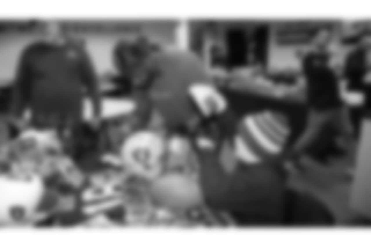 Zander and his family from the Make-A-Wish Foundation visit the Oakland Raiders Practice Facility in Alameda, California to get a tour of the facility, watch the team practice, and meet the players, Sunday, December 23, 2018.