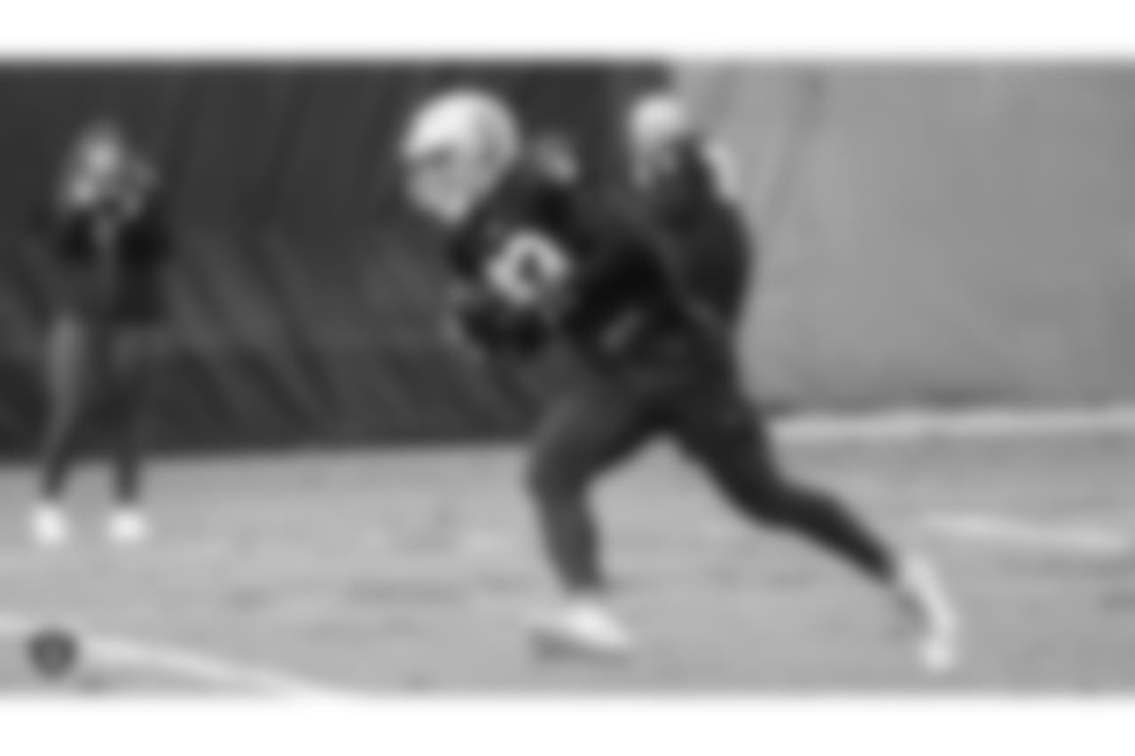 Oakland Raiders tight end Darren Waller (83) on the field for practice at the Oakland Raiders Practice Facility, Thursday, December 20, 2018, in Alameda, California.