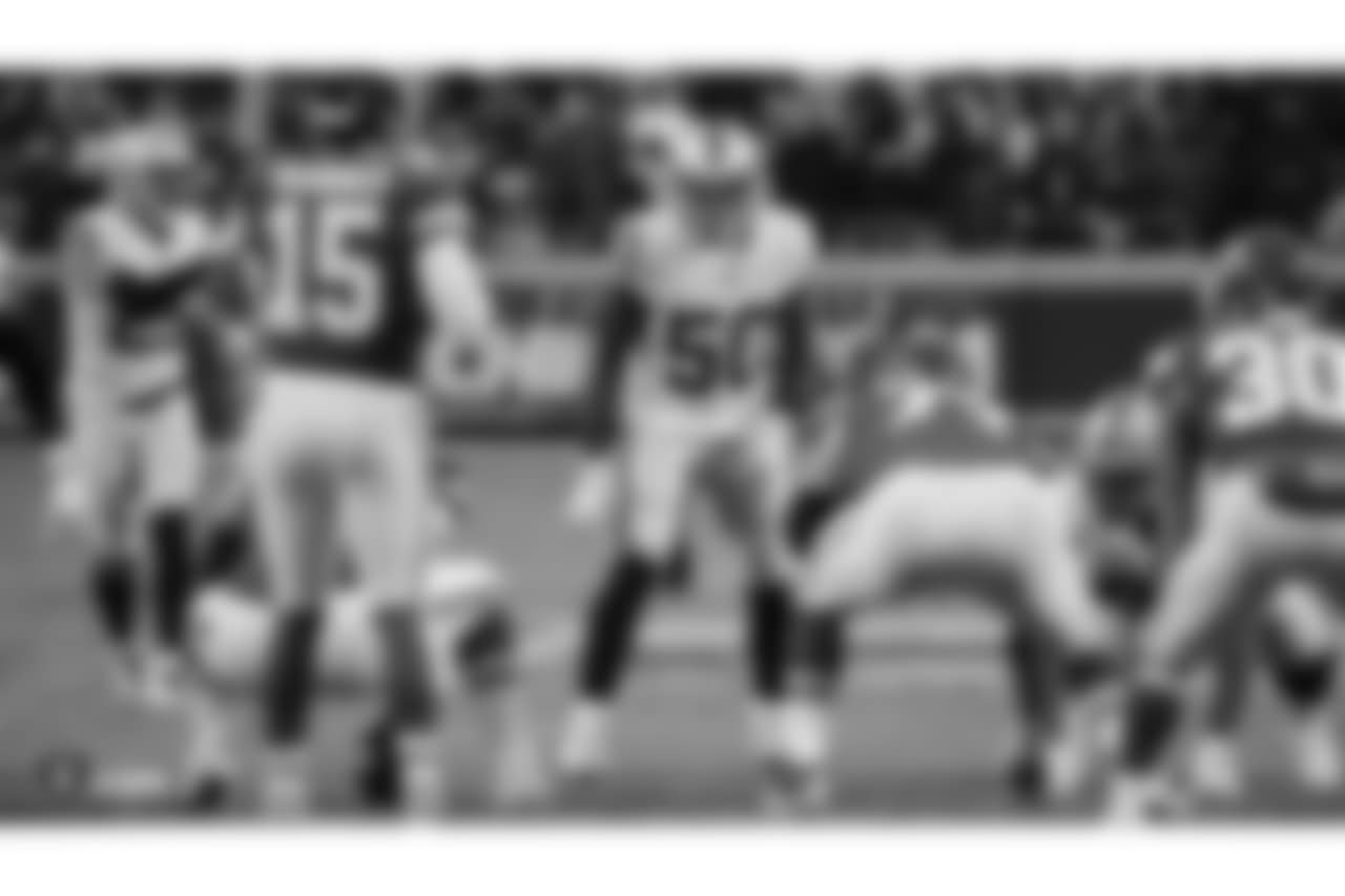 Oakland Raiders linebacker Nicholas Morrow (50) during the Oakland Raiders regular season game against the Kansas City Chiefs at Arrowhead Stadium, Sunday, December 30, 2018, in Kansas City, Missouri. The Oakland Raiders lost 35-3.