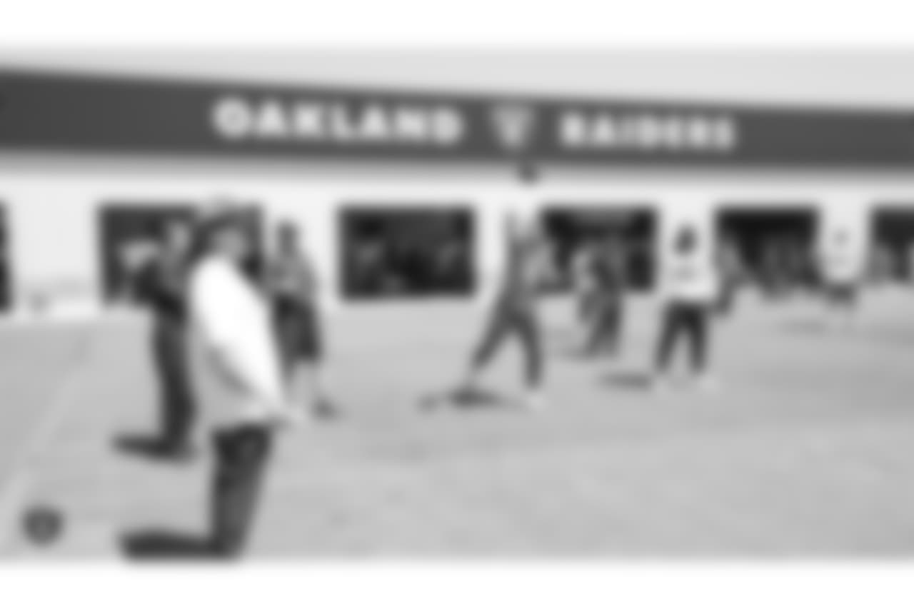Oakland Raiders players and coaches at an offseason program at the Oakland Raiders Practice Facility, Friday, June 1, 2018, in Alameda, California.