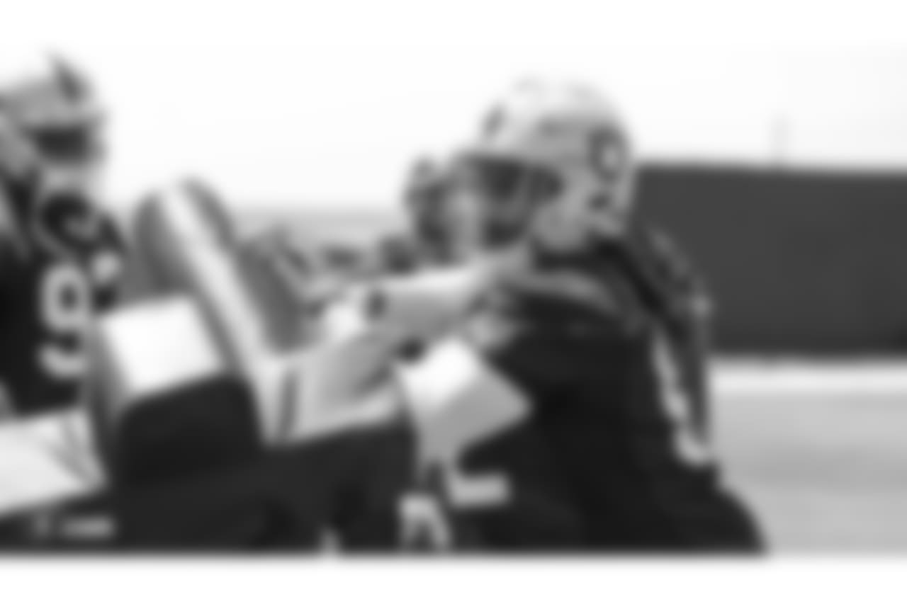 Oakland Raiders defensive tackle PJ Hall (92) at an Organized Team Activity (OTA) at the Oakland Raiders Practice Facility, Tuesday, June 5, 2018, in Alameda, California.
