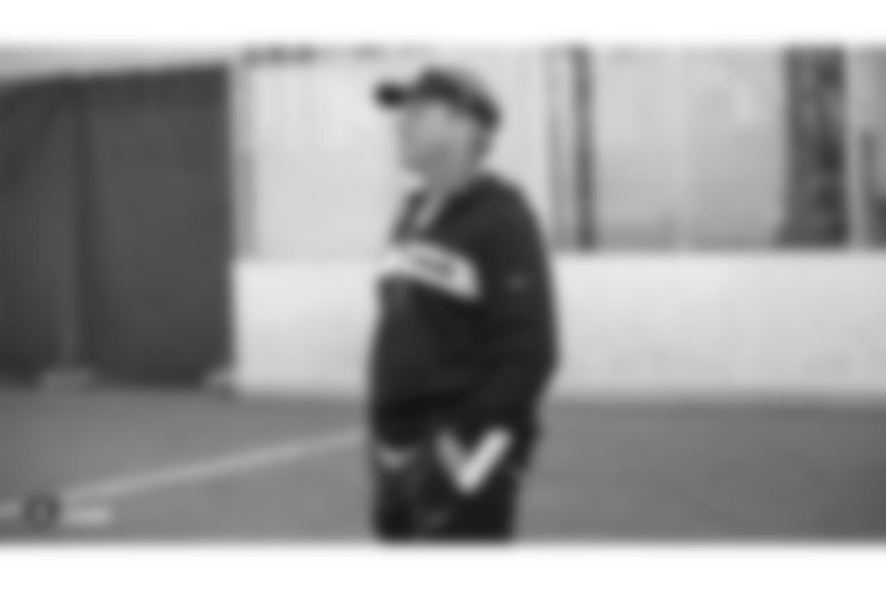 Oakland Raiders head coach Jon Gruden on the field for a walk through at Bladium Sports & Fitness, Friday, November 16, 2018, in Alameda, California.
