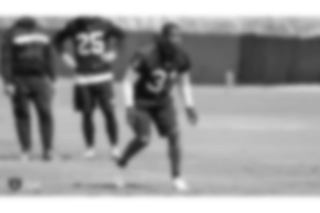 Oakland Raiders safety Marcus Gilchrist (31) on the field for practice at the Oakland Raiders Practice Facility, Wednesday, September 12, 2018, in Alameda, California.