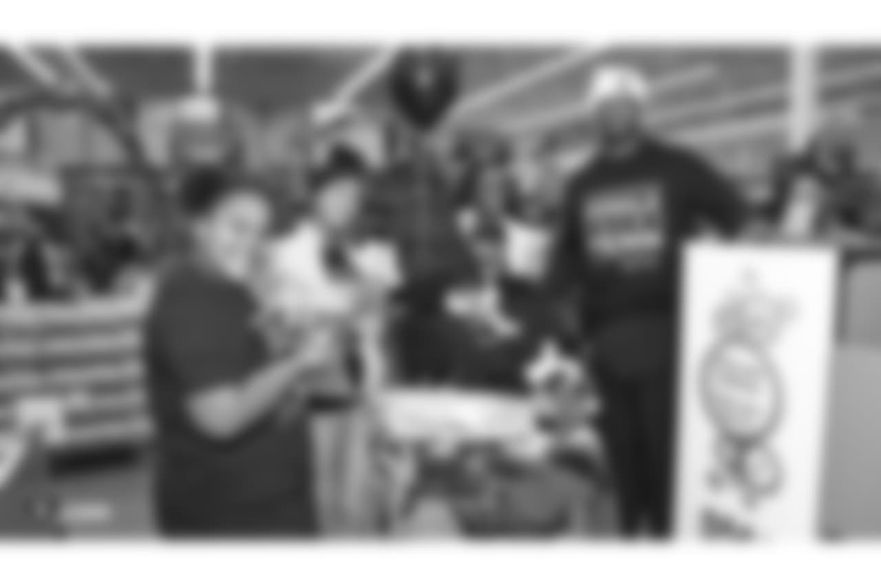 Donald Penn's SHOP WITH A JOCK gives 25 kids from the East Oakland Youth Development Center a chance to fulfill their holiday wish list by receiving a $300 Walmart gift card and a chance to go on an shopping spree with Oakland Raiders tackle Donald Penn at Walmart, Tuesday, December 18, 2018, in San Leandro, California. Joining tackle Donald Penn are guard/tackle Kelechi Osemele, guard Cameron Hunt, tackle Brandon Parker, tackle Jamar McGloster, punter Johnny Townsend, fullback Ryan Yurachek, tight end Darren Waller, tight end Paul Butler, and defensive tackle Clinton McDonald.