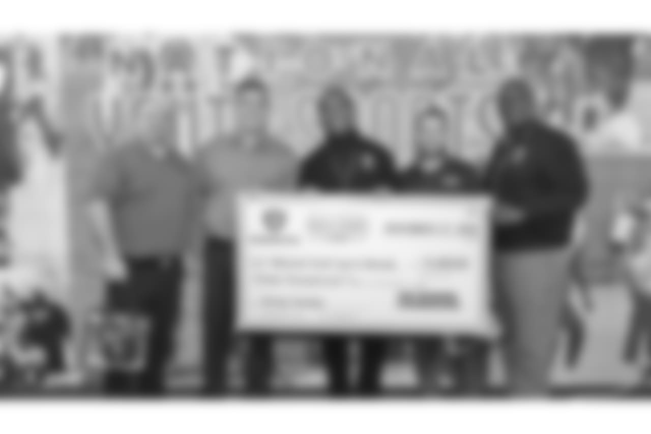 The Raiders Foundation surprises National Youth Sports Nevada with a donation check of $15,000 each, Tuesday, November 27, 2018, in Las Vegas, Nevada.