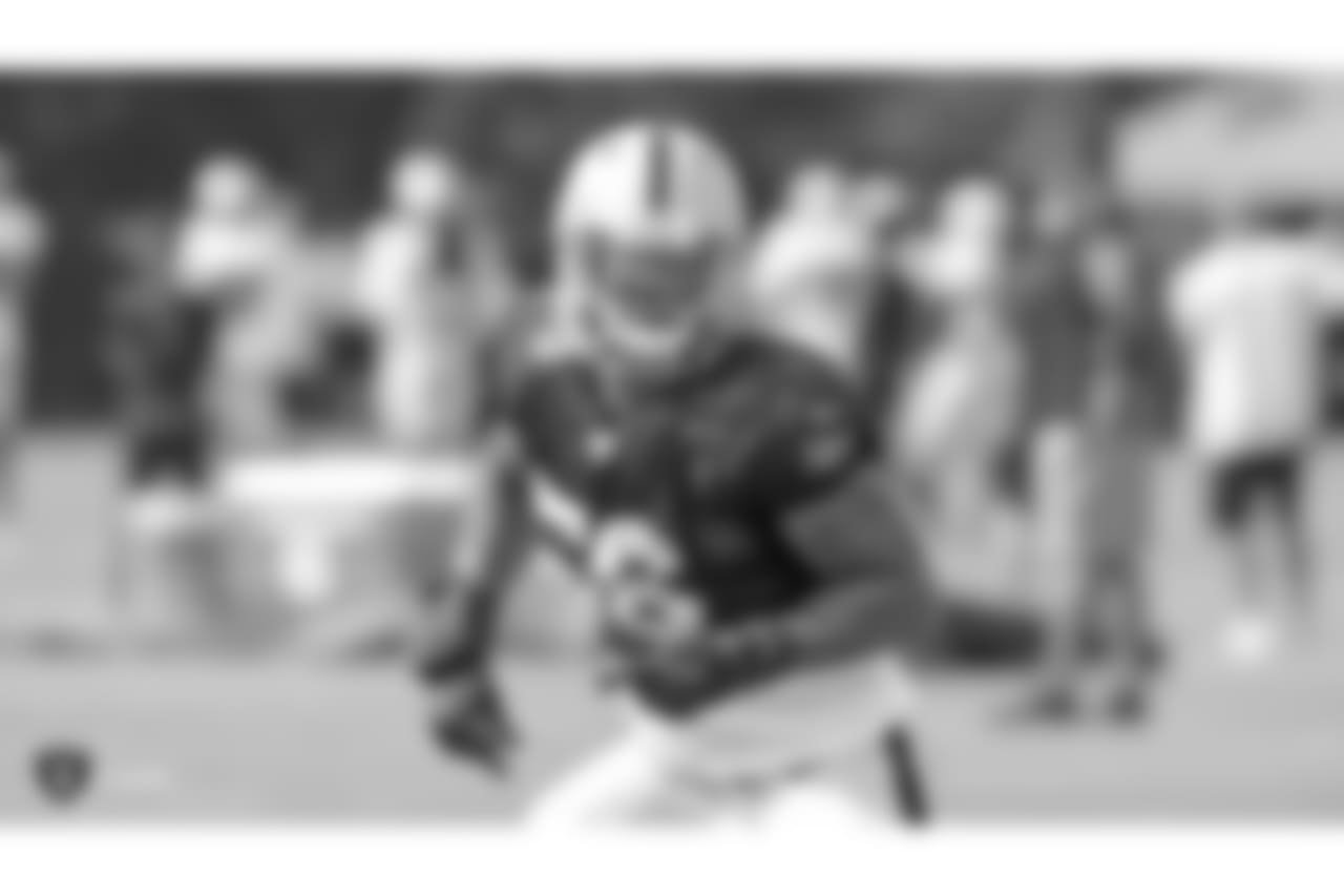 Oakland Raiders linebacker Derrick Johnson (56) on the field for practice at 2018 Training Camp at The Oakland Raiders Napa Valley Training Complex, Friday, August 3, 2018, in Napa, California.