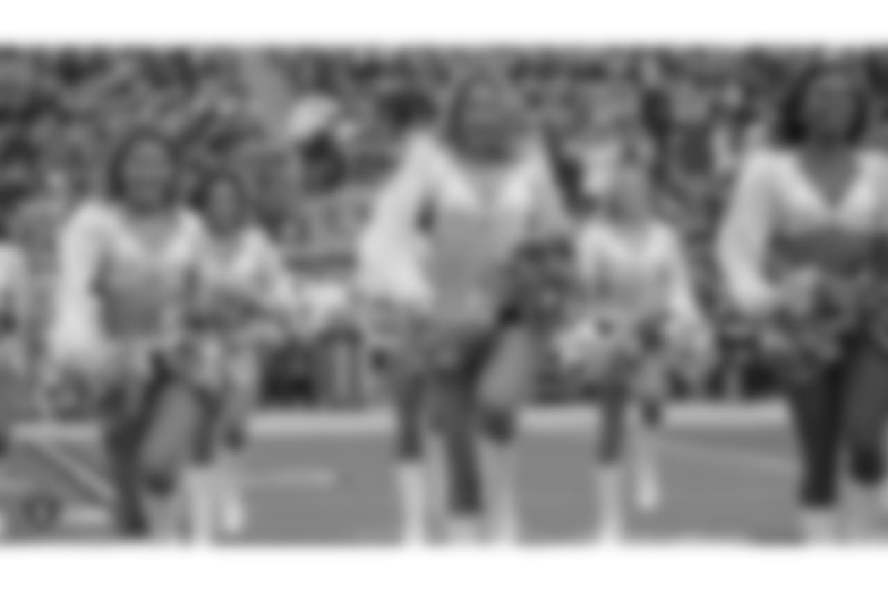 The Raiderettes perform at the Oakland Raiders game against the Pittsburgh Steelers at Oakland-Alameda County Coliseum, Sunday, December 9, 2018, in Oakland, California. The Oakland Raiders won 24-21.
