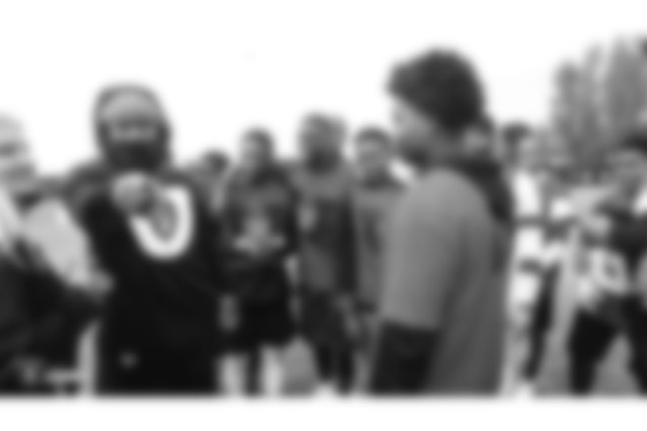 Students from local Bay Area high schools participate in Raiders U, a 7 on 7 football tournament with 8 teams that is coached entirely by Raiders players, at the Oakland Raiders Practice Facility, Thursday, June 7, 2018, in Alameda, California.