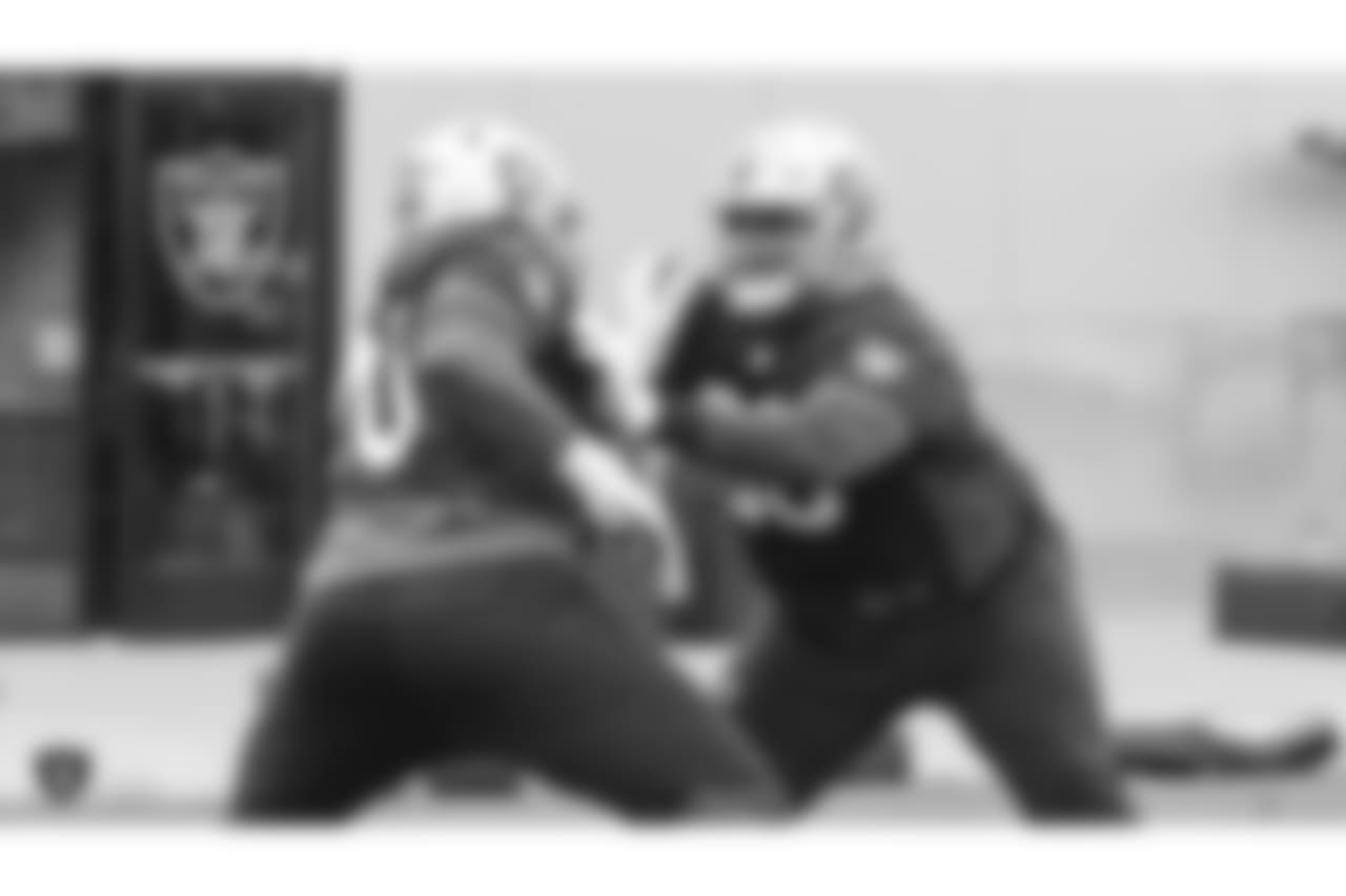 Oakland Raiders guard Gabe Jackson (66) on the field for practice at the Oakland Raiders Practice Facility, Wednesday, December 5, 2018, in Alameda, California.
