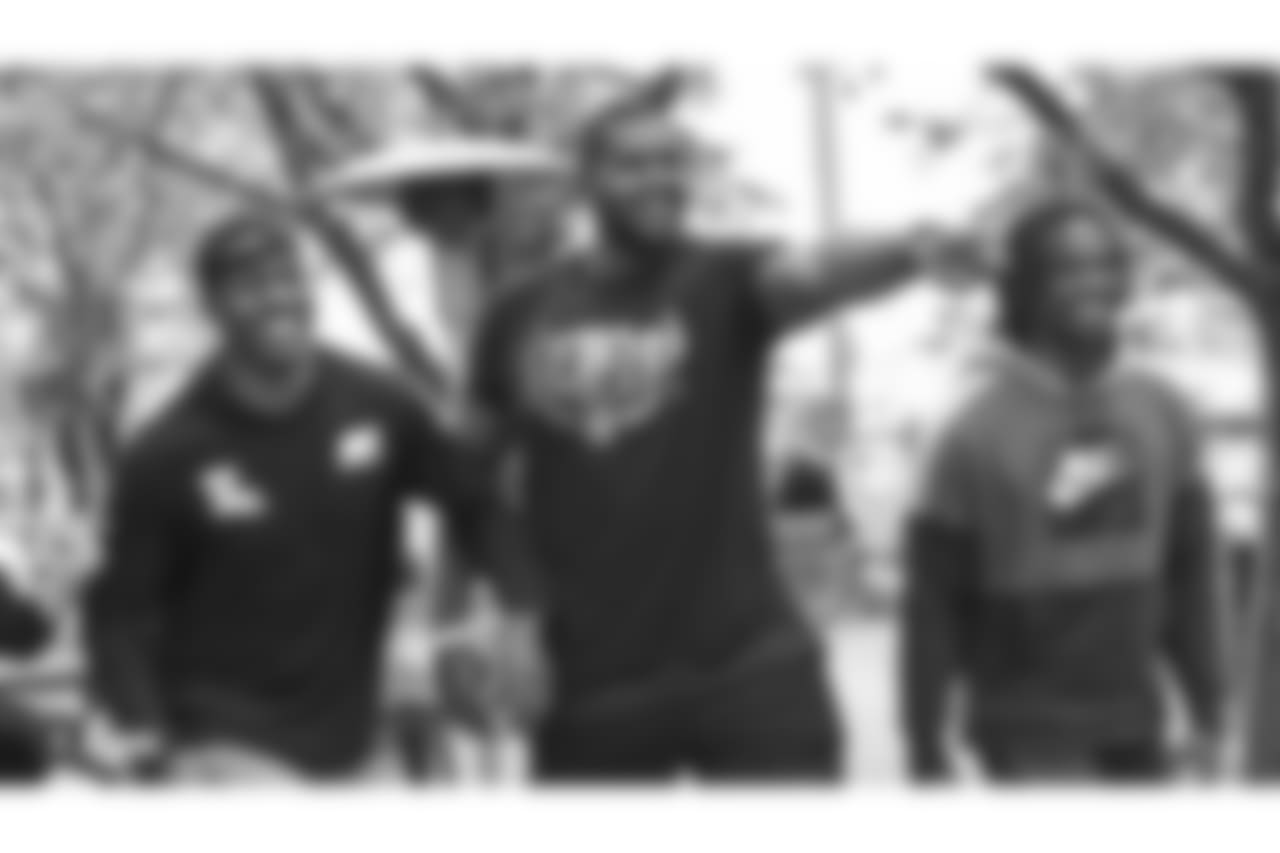 Oakland Raiders rookies attend a Player Engagement event for an evening of bowling, bocce ball, and arcade games, at Plank, Friday, May 25, 2018, in Oakland, California.