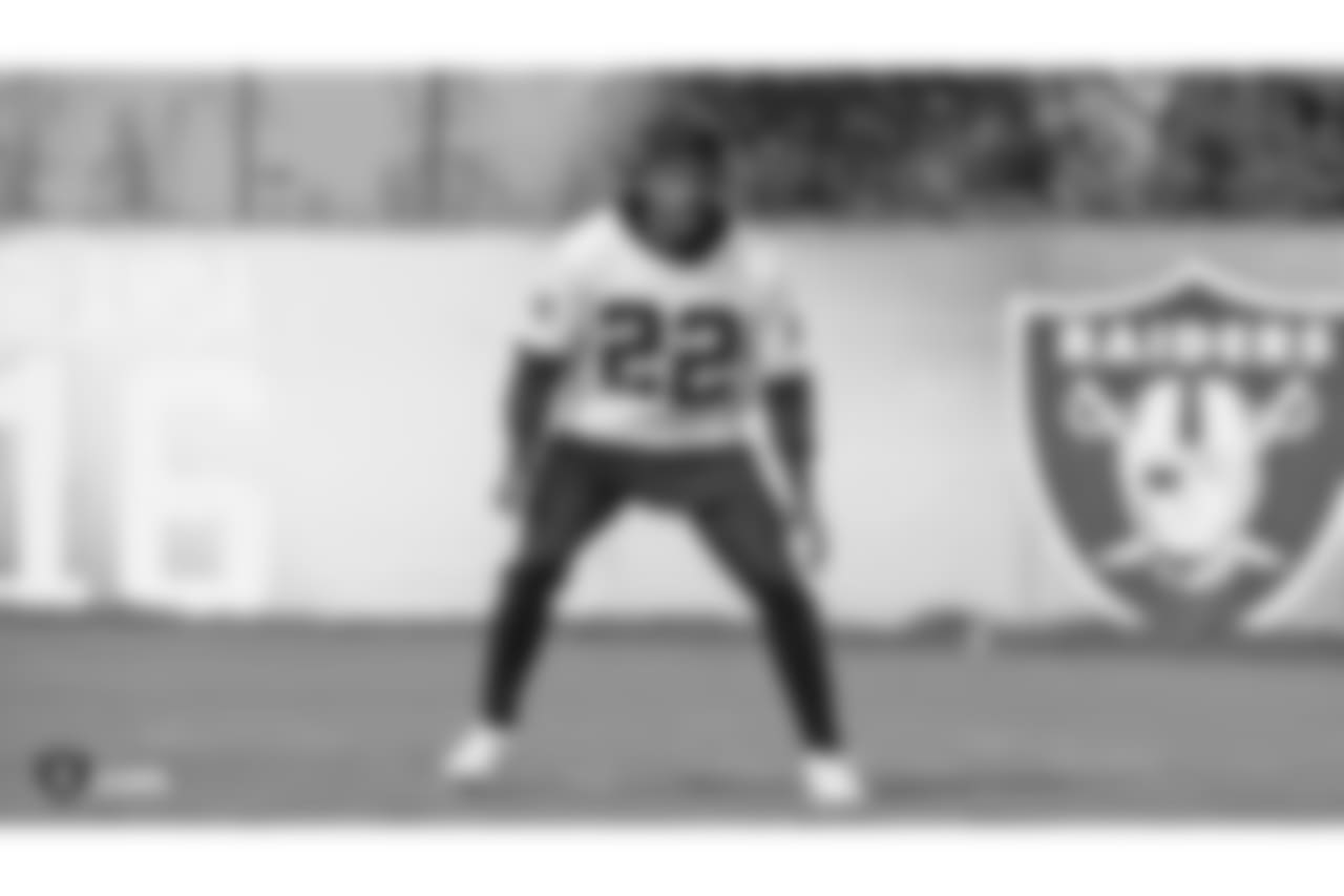Oakland Raiders cornerback Rashaan Melvin (22) on the field for practice at the Oakland Raiders Practice Facility, Friday, November 9, 2018, in Alameda, California.
