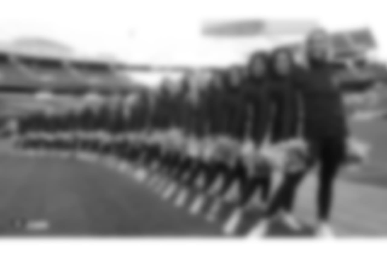 The Raiderettes warm up on the field before the Oakland Raiders game against the Kansas City Chiefs at Oakland-Alameda County Coliseum, Sunday, December 2, 2018, in Alameda, California. The Oakland Raiders lost 40-33.