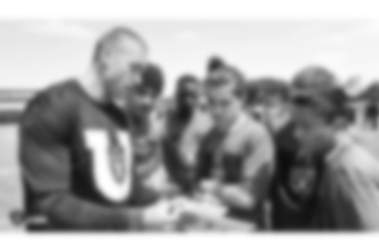 Students from local Bay Area high schools participate in Raiders U, a 7 on 7 football tournament with 8 teams that is coached entirely by Raiders players, at the Oakland Raiders Practice Facility, Thursday, June 7, 2018, in Alameda, California.