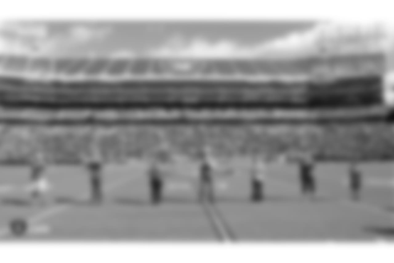 Cancer survivors honored before the Oakland Raiders regular season game against the Indianapolis Colts at Oakland Alameda-County Coliseum on Sunday, October 28th, 2018, in Oakland, California. The Oakland Raiders lost 42-28.