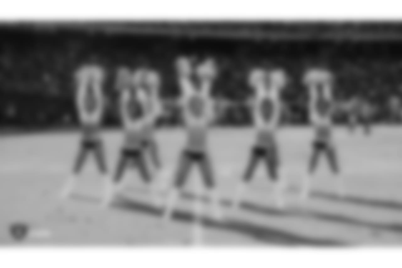 The Raiderettes perform at the Oakland Raiders game against the Kansas City Chiefs at Oakland-Alameda County Coliseum, Sunday, December 2, 2018, in Alameda, California. The Oakland Raiders lost 40-33.