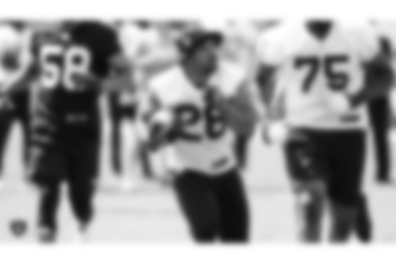 Oakland Raiders running back Doug Martin (28) on the field for practice at the Oakland Raiders Practice Facility, Wednesday, September 12, 2018, in Alameda, California.