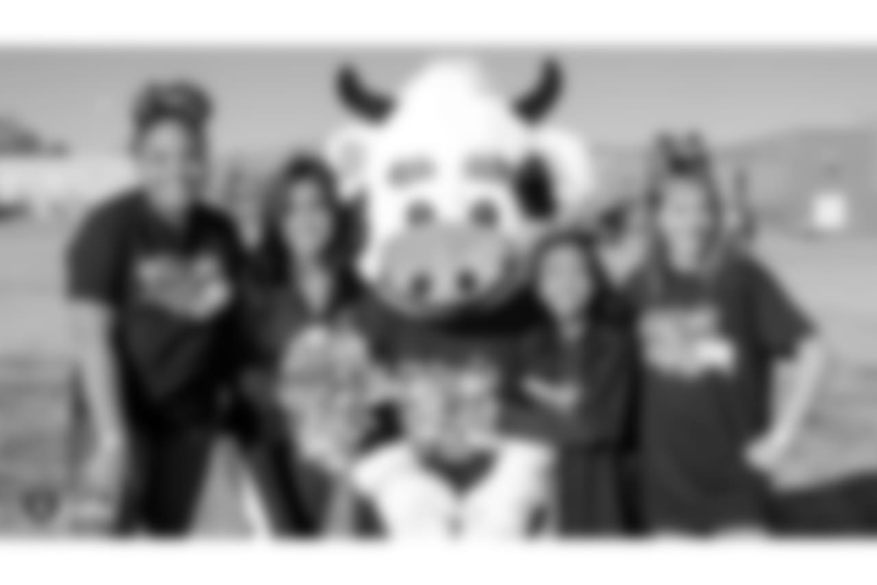 The Raiders, represented by alumnus Reggie Kinlaw and the Raiderettes, and the Dairy Council of Nevada partner to promote healthy eating and a physically active lifestyle among students in the Clark County School District by awarding the school district with a $20,000 "Hometown" grant and hosting a Fuel Up to Play 60 football clinic at Ralph Cadwallader Middle School, Thursday, December 13, 2018, in Las Vegas, Nevada.