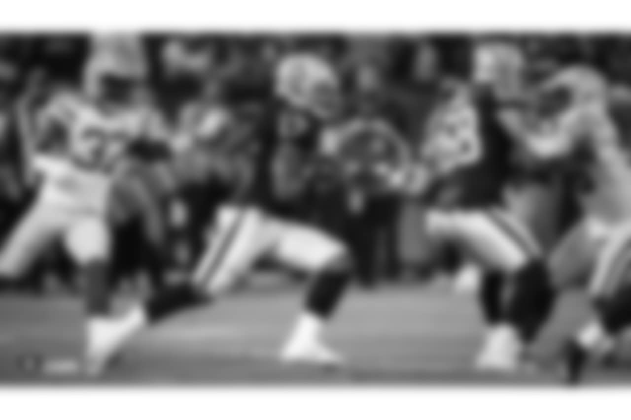 Oakland Raiders wide receiver and return specialist Dwayne Harris (17) during The Oakland Raiders preseason game against the Green Bay Packers at Oakland-Alameda County Coliseum, Friday, August 24, 2018, in Oakland, California. The Oakland Raiders won 13-6.