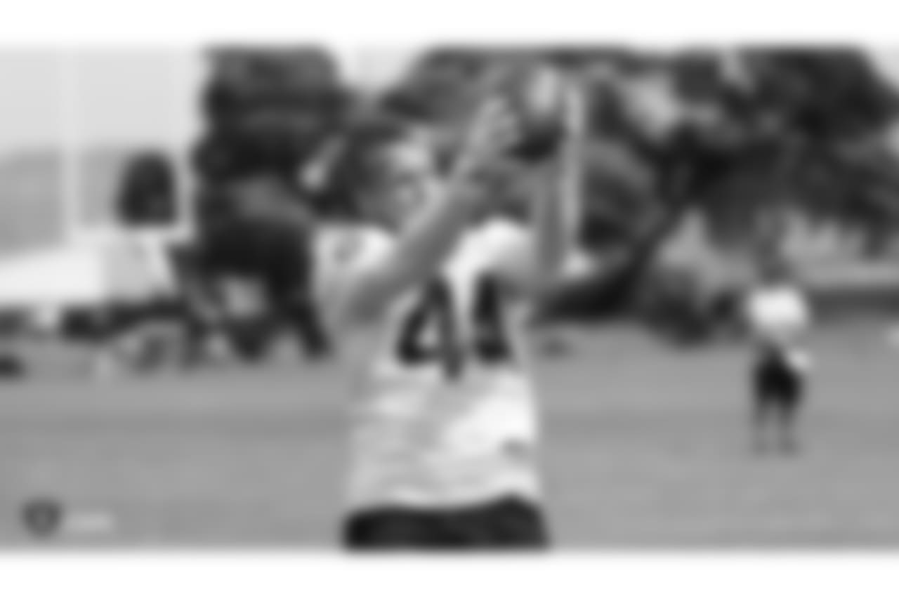 Oakland Raiders fullback Ryan Yurachek (44) on the field for practice at the Oakland Raiders Practice Facility, Wednesday, September 12, 2018, in Alameda, California.