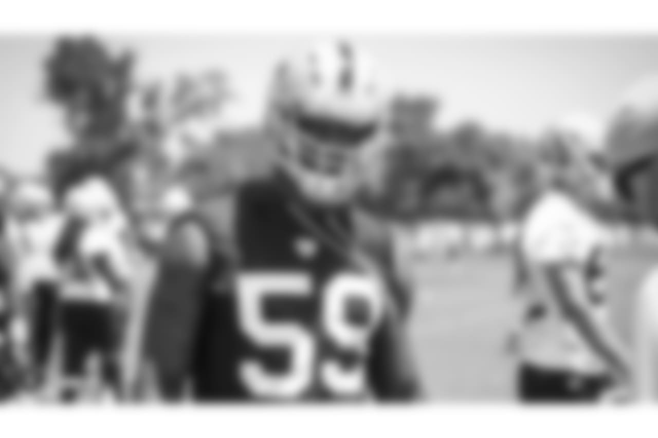 Oakland Raiders linebacker Tahir Whitehead (59) at an Organized Team Activity (OTA) at the Oakland Raiders Practice Facility, Tuesday, June 5, 2018, in Alameda, California.