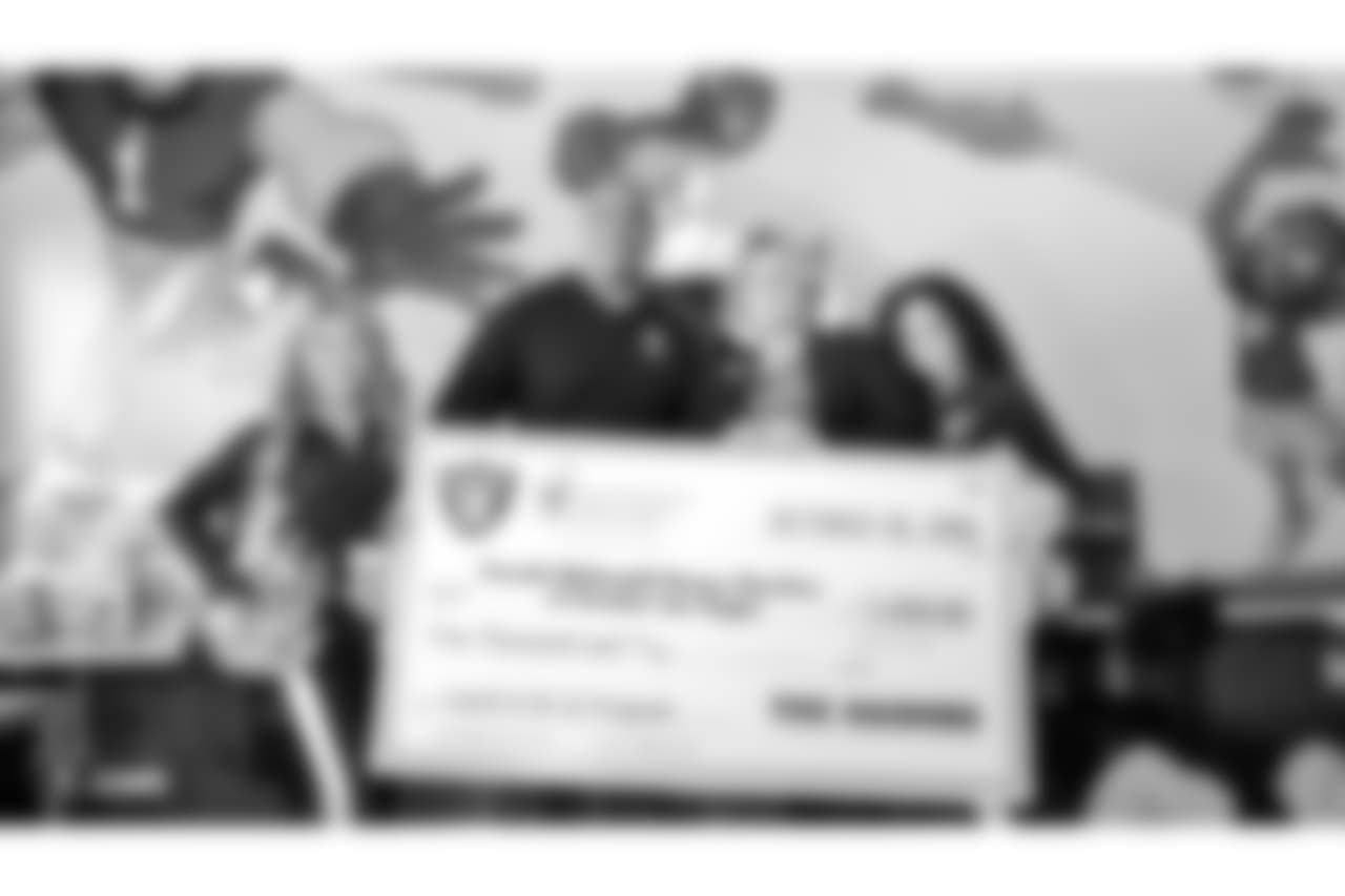 The Raiders, represented by alumnus Chris McLemore and the Raiderettes, help remodel the Ronald McDonald House Charities playroom (RMHC) and give the RMHC van a facelift for families and children receiving inpatient and outpatient medical treatment at local hospitals who live more than 30 miles outside the Greater Las Vegas Area, Tuesday, October 30, 2018, in Las Vegas, Nevada.