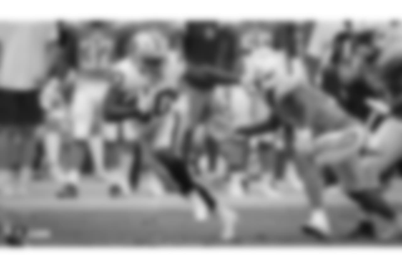 Oakland Raiders running back Jalen Richard (30) during the Oakland Raiders regular season game against the Los Angeles Chargers at StubHub Center, Sunday, October 7, 2018, in Carson, California. The Oakland Raiders lost 26-10.