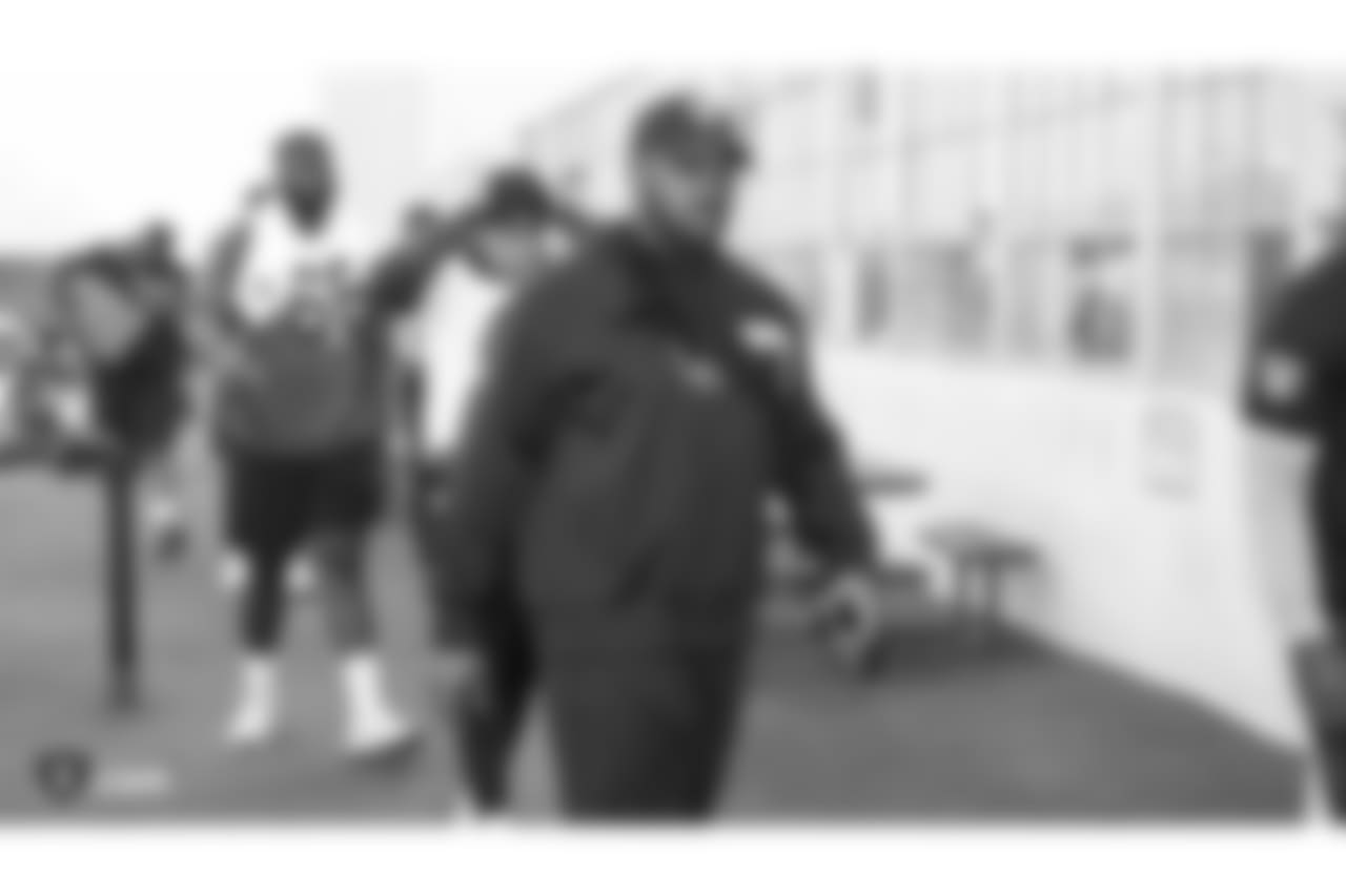 Oakland Raiders defensive tackle Maurice Hurst (73) arrives to the field for a walk through at Bladium Sports & Fitness, Friday, November 16, 2018, in Alameda, California.