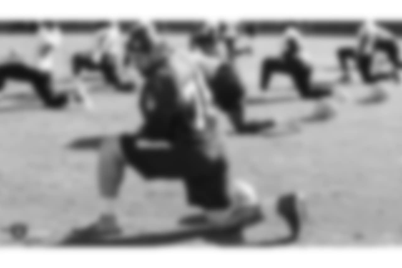 Oakland Raiders guard/center Jon Feliciano (76) wearing his custom cleats for the NFL's My Cause My Cleats campaign on the field for practice at The Oakland Raiders Practice Facility, Friday, November 30, 2018, in Alameda, California.